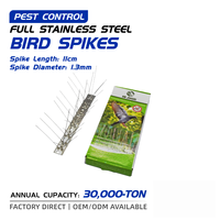 Piques anti-oiseaux 100 % acier inoxydable massif, dissuasives contre les pigeons, résistantes aux intempéries, anti-UV, écologiques, sans base en plastique, 50 cm, respectueuses des animaux