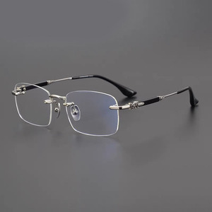 Nouvelles <span class=keywords><strong>lunettes</strong></span> de lecture rétro sans monture pour hommes, de style professionnel, haute définition, avec protection contre la lumière bleue et monture carrée - Product Image 2