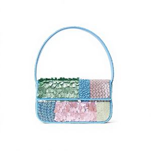 Bolsos de Hombro de Algodón con Cuentas Hechas a Mano para Mujer, Estilo Clutch para Uso Diario, Compras Nocturnas y Fiestas - Product Image 1