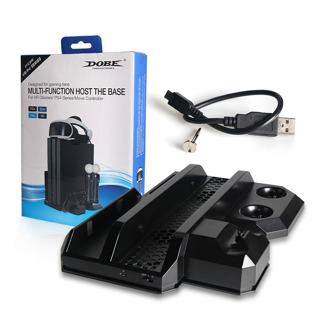 Multifunctional Vertical Cooling Stand Move Controller Charger Station Showcase Stand for PS4/PS4 Pro/PS4 Slim