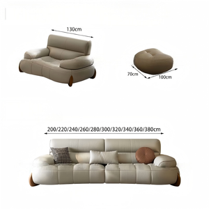 Set di Divani Convertibili in Pelle Curva con Struttura in Legno e Imbottitura in Spugna, Design Moderno, Disponibile in Varie Dimensioni e Colori, per Appartamenti e <span class=keywords><strong>Hotel</strong></span> - Product Image 6