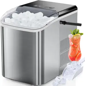 Electric Portable Compact Countertop Automatic Ice Cube Maker Machine with Hand Scoop and Self Cleaning Function