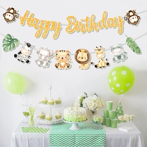 Bannières de fête d'<span class=keywords><strong>anniversaire</strong></span> pour enfants, design sirène de dessin animé avec animaux de <span class=keywords><strong>la</strong></span> jungle, décorations festives en papier, joyeux <span class=keywords><strong>anniversaire</strong></span> - Product Image 2