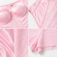 Anjie Individuelles Logo OEM ODM Private Label Maßgeschneidertes OEKO-TEX BSCI Satin Korsett Bustier Spitzen-Boyshort-Set Damen Coquette Hersteller