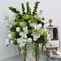 Boules de fleurs blanches artificielles en soie, parfumées, faites à la main, pour décoration de mariage, centres de table en forme de rose