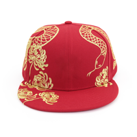 Gorras De Año Nuevo Chino 2025 Estilo Animal Serpiente De Ala Plana 6 Paneles Estructurada Perfil Alto Snapback Gorras Personalizadas Con Bordado