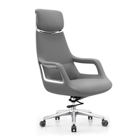 Chaise de Direction à Dossier Haut en Cuir PU avec Support Lombaire Moulé, Inclinaison Réglable, Cadre en Acier, Design Moderne, Base en Aluminium pour Bureau de Direction