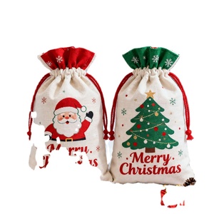 Factory Recyclable 15*20cm Digital Printed Cotton Canvas Drawstring <b>Bag</b> Cotton <b>Christmas</b> Pouch for Eco-Friendly Custom <b>Gift</b> - Product Image 1