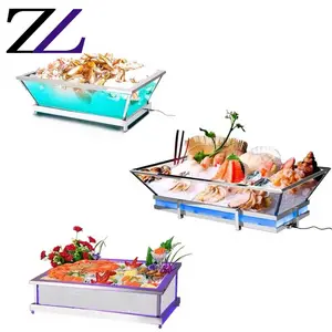 Catering tablewares meal ice container led light food cold cooling stand buffet dining acrylic clear meat popsicle display case