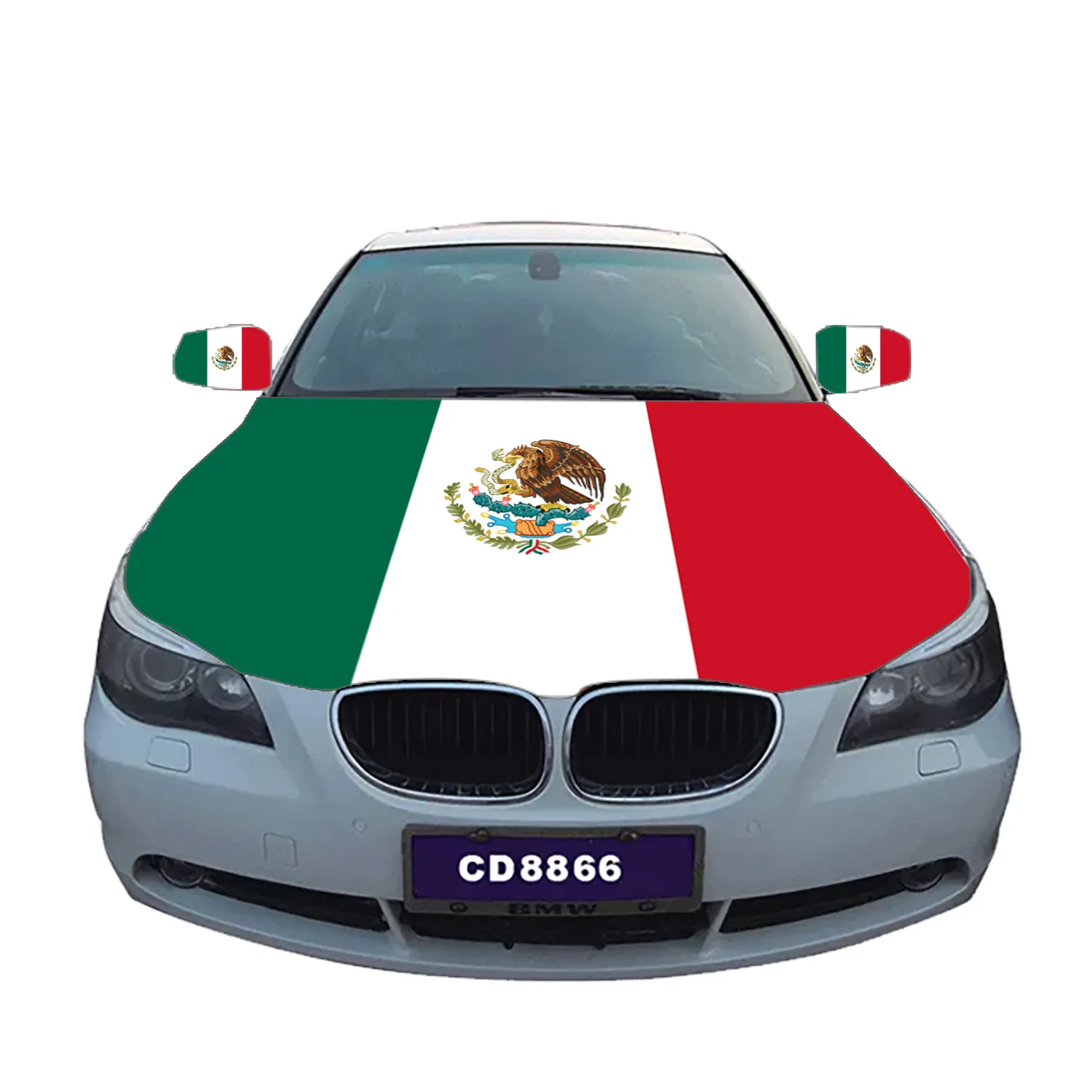 Hot Sale Cheap Custom Size engine 100%Polyester cover rearview mirror custom Mexico Mexican car hood flag