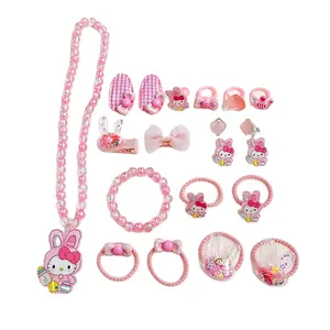 Ювелирные Игрушки для девочек, 18 шт. ювелирные кольца, ожерелья, браслеты, галстуки для волос, заколки для волос, игрушки для принцессы