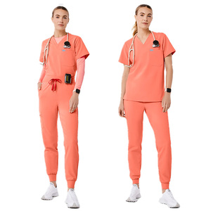 Jogger personnalisé femmes XL hôpital infirmière gommages ensemble tissé bleu sarcelle vert Olive lilas violet pour Auburn Orange médecin - Product Image 2