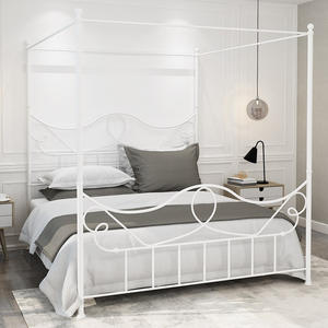Canopée à quatre étages avec couvre-chef, cadre en métal en fer forgé, grande taille, Queen Size et King Size, sans boîte, printemps non nécessaire - Product Image 4