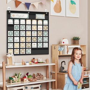 Calendario mensual para el aula, tabla de bolsillo con tarjetas de 2,75x2,75, gestión del tiempo, regreso a la escuela, diseño moderno - Product Image 1