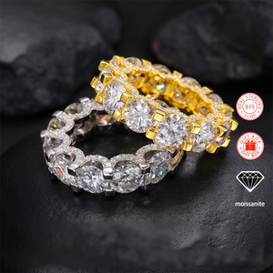 2 Karat 8,0 mm Hauptstein Moissanit-<span class=keywords><strong>Ring</strong></span> für Herren, 18K vergoldeter <span class=keywords><strong>Ring</strong></span> aus 925er Sterlingsilber im Hip-Hop-Stil - Product Image 2