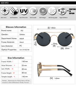 Bán buôn Vòng steampunk Sunglasses For Men Retro <span class=keywords><strong>Vintage</strong></span> Kim loại Punk Clip-on Sun <span class=keywords><strong>Glasses</strong></span> với UV400 ống kính - Product Image 2