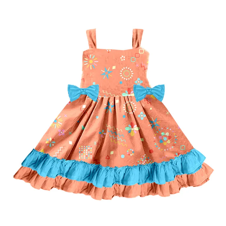 女の子夏の甘いファッションドレス子供工場卸売服幼児モダンなカスタムフロック。