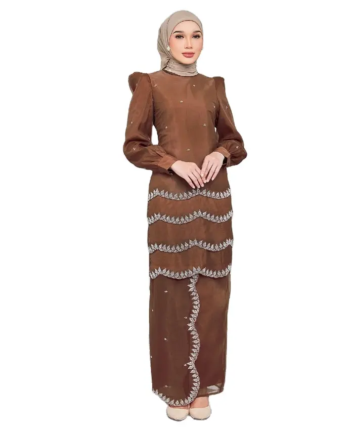 Phong Cách Mới Baju Kurung Truyền Thống Abaya Malay Baju Kurung Hồi Giáo Váy Thêu Baju Kurung Hiện Đại