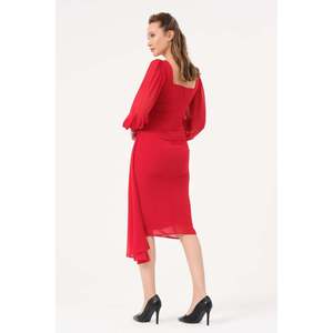 Veste décontractée rouge pour femme DANS, épaisseur standard, manches longues, fermeture boutonnée, tailles 38-42, toutes saisons - Product Image 3