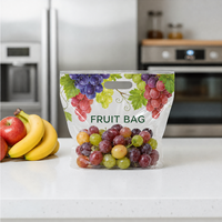 Sac d'emballage transparent personnalisé avec logo imprimé, 1LB 2LB, avec fermeture éclair et orifice d'aération pour fraises, raisins, cerises