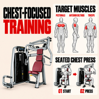 Machine de presse pectorale assise avec pile de poids de 80 kg et support dorsal rembourré pour l'entraînement de force des pectoraux en salle de sport commerciale