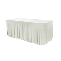 Nappe de table moderne pour hôtel, bureau, conférence, mariage, banquet, en polyester, couleur unie, modèle long, avec élastique pour la fixation