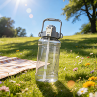 Bouteille d'eau réutilisable Longstar 2L, écologique, anti-fuite, sans BPA, avec bouchon à bouton-poussoir et corde, idéale pour les voyages d'été et l'école