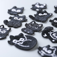 Badges thermocollants et écussons personnalisés en gros, motif Chat Noir, brodés, à coudre ou à repasser pour vêtements