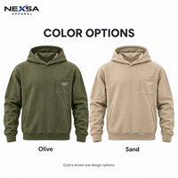 Sweat à capuche personnalisé pour homme avec logo, poche poitrine, poches latérales, épaules tombantes, vêtements décontractés en gros, OEM ODM, marque privée