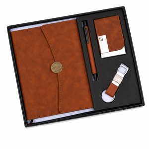 Set de Regalo Corporativo de Lujo para Ejecutivos: Libreta de Cuero Marrón, Bolígrafo, Llavero y Tarjetero, Regalo de Bienvenida para Empleados, Cesta de Oficina - Product Image 2