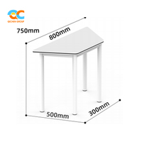 Table de réunion trapézoïdale modulaire blanche stratégique à quatre pieds fixes pour salles de formation, salles de classe collaboratives et bureaux