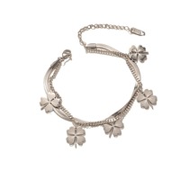 Gelang Baja Anti Karat Model Clover Dua Lapis