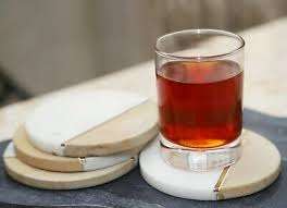 Customized Classic Style Metal Walnut Wood <b>Marble</b> <b>Coaster</b> & Mat Set Free Blanks Design & <b>Coasters</b> Included for Dining Occasions - Product Image 2