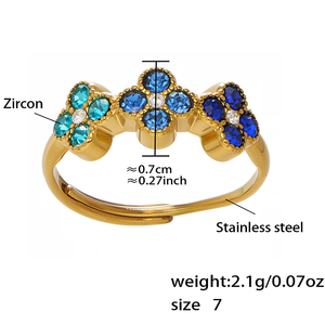 مجوهرات نسائية عصرية جديدة لعام 2026، قلادة مطلية بالذهب عيار 18 قيراط بألوان متدرجة، زركون على شكل زهرة رباعية الأوراق للحظ، سوار وخاتم وأقراط - Product Image 2