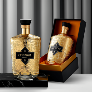 Bouteille de whisky, de <span class=keywords><strong>vodka</strong></span> et de liqueur en verre plat de haute qualité avec estampage doré et impression sur surface, qualité supérieure, 375 ml-1000 ml - Product Image 3