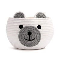 Panier de rangement en corde de coton style dessin animé ours mignon pour articles ménagers, poupées, jouets, collations et cosmétiques - Vente en gros