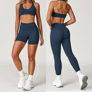 Sang Trọng Cao Eo Yoga Quần Set Cho Phụ Nữ Thoáng Khí Khéo Géo Áo Ngực Thể Thao Tùy Chỉnh Đường May Trang Trí Yoga Xà Cạp Phía Trước Logo - Product Image 6