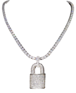 Collar con Colgante de Candado, Chapado en Plata, con Cadena de Cuerda y Moissanita, Joyería Hip Hop para Hombre y Mujer, Regalo de Aniversario - Product Image 2