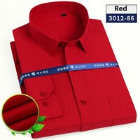 Kemeja Kerja Formal Lengan Panjang Ukuran Besar Menlong No-Iron Musim Gugur, 100% Katun Anti-Pilling, Ukuran Plus