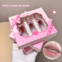 GEGE BEAR Ensemble de teintes à lèvres rose éblouissant, kit de gloss à lèvres effet eau, gloss à lèvres hydratant non collant