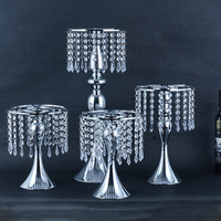 Vase en métal doré et argenté, support à fleurs en cristal, grand support à fleurs en cristal pour centre de table de mariage