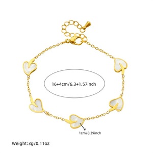 Heart Shape Stainless Steel Jewelry <b>Set</b> For Women Gift Fashion Necklace Earrings <b>Bracelet</b> White Shell Design - Product Image 5