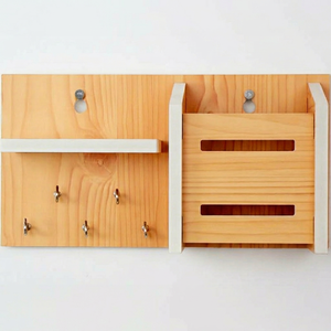 Handcrafted Wooden Wall Mounted Key Holder with Mail Organizer <b>Shelf</b> Rustic Entryway Key Rack for Home Office - Product Image 1