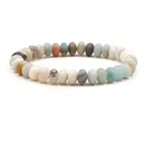 Natural Stone Bracelet Crystal Jades Bead Bangle Polished Elastic Pulsera Homme Femme Turquoises Agates Yoga 8mm Trendy Jewelry