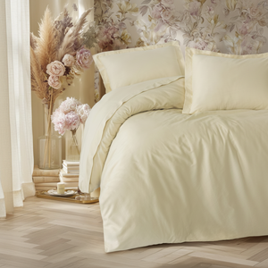 Parure de lit élégante beige en coton satiné tissé, 4 pièces, pour la maison, le lit, les mariages, l'hôtel, en microfibre chaude - Product Image 3