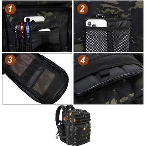Sac à dos tactique Trailpop en toile Oxford haute densité résistante à l'eau, équipement de <span class=keywords><strong>patrouille</strong></span>, 45L, noir camouflage - Product Image 6