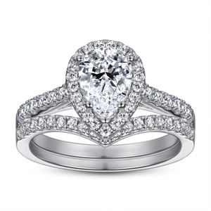 Bague de haute qualité, style punk tendance, classique, forme poire, zircon, rhodium, argent sterling 925, cadeau de mariage ou de fiançailles, certifiée CMA - Product Image 1