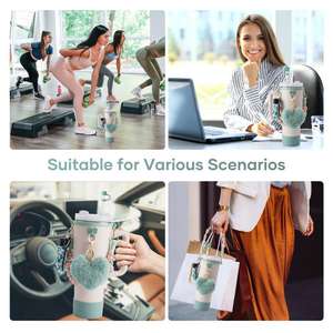 KK868 Juego de 10 piezas Vaso Cadena Felpa Amor Flor Juego colgante Flor de melocotón Tejido 40oz Vaso Copa Juegos periféricos - Product Image 2