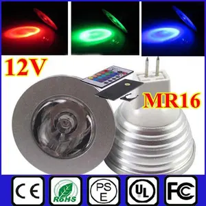 Bohlam Lampu LED 3W 16 Warna Berubah, Lampu Sorot Led Rgb E27 E14 GU10 Mr16 Remote 12V