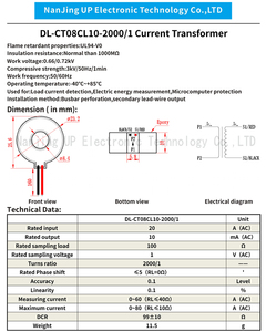 Transformador de Corriente Miniatura NJXSE DL-CT08CL10 2000/1, Bobina Toroidal Pequeña, Transformador de Corriente Alterna CT 5A 10A 20A 30A 50A 60A - Product Image 4